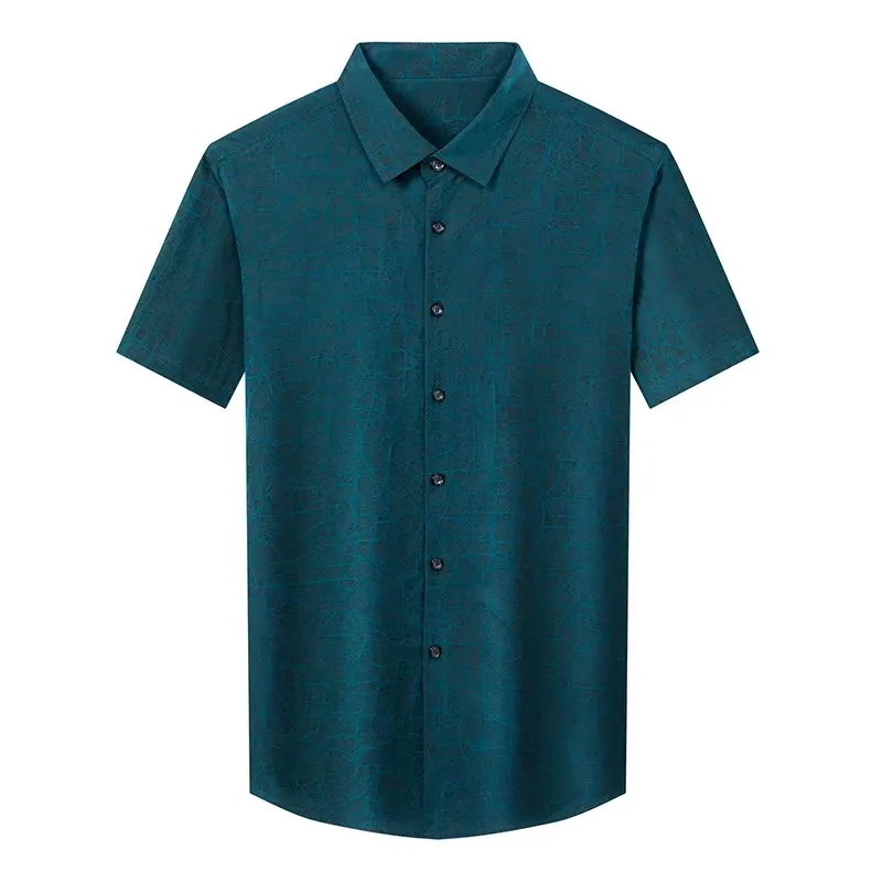 

G6033 Роскошные мужские рубашки с коротким рукавом из 100% шелка, прохладные летние, качественные, из гамбированных кантонских марлевок, классические Camisas De Hombre