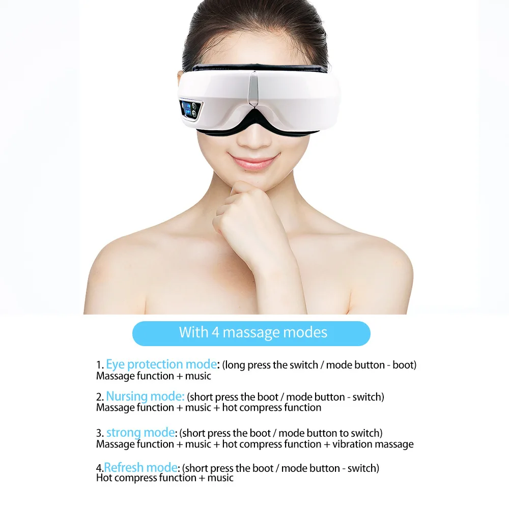Nieuw ontwerp Warm kompres Muziek Siliconen Trillingsmassagekoppen Oogzorg Slim elektrisch ritme Oogmassageapparaat