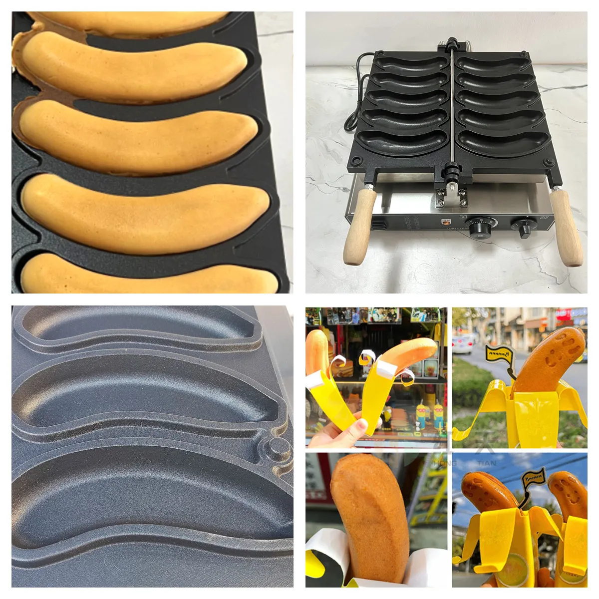 Commerciële Elektrische Bananen Vorm Waflle Machine 110V 220V Non-stick Rvs Banaan Cake Taiyaki Wafels Snack maker