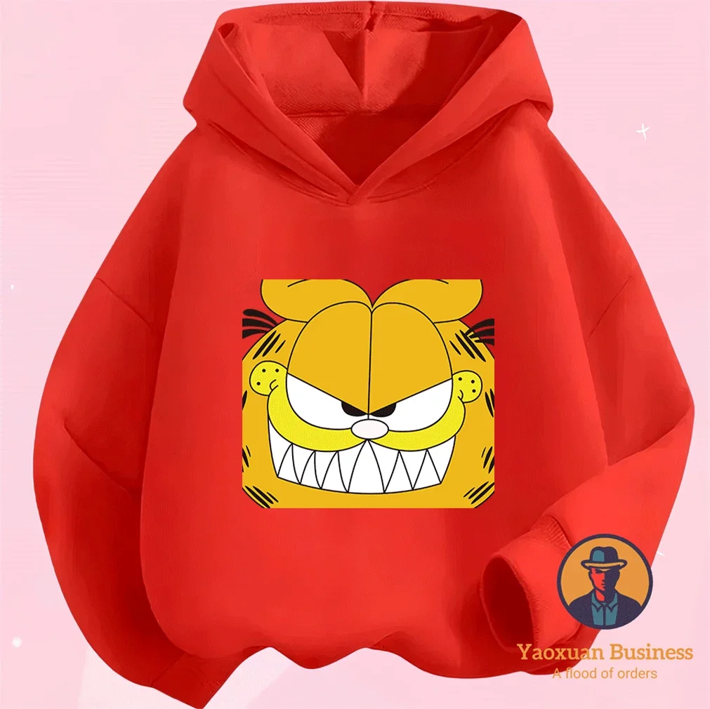 

Осенне-зимняя модная хлопковая толстовка с мультяшным принтом Гарфилда для детей и подростков от 2 до 14 лет, горячая распродажа