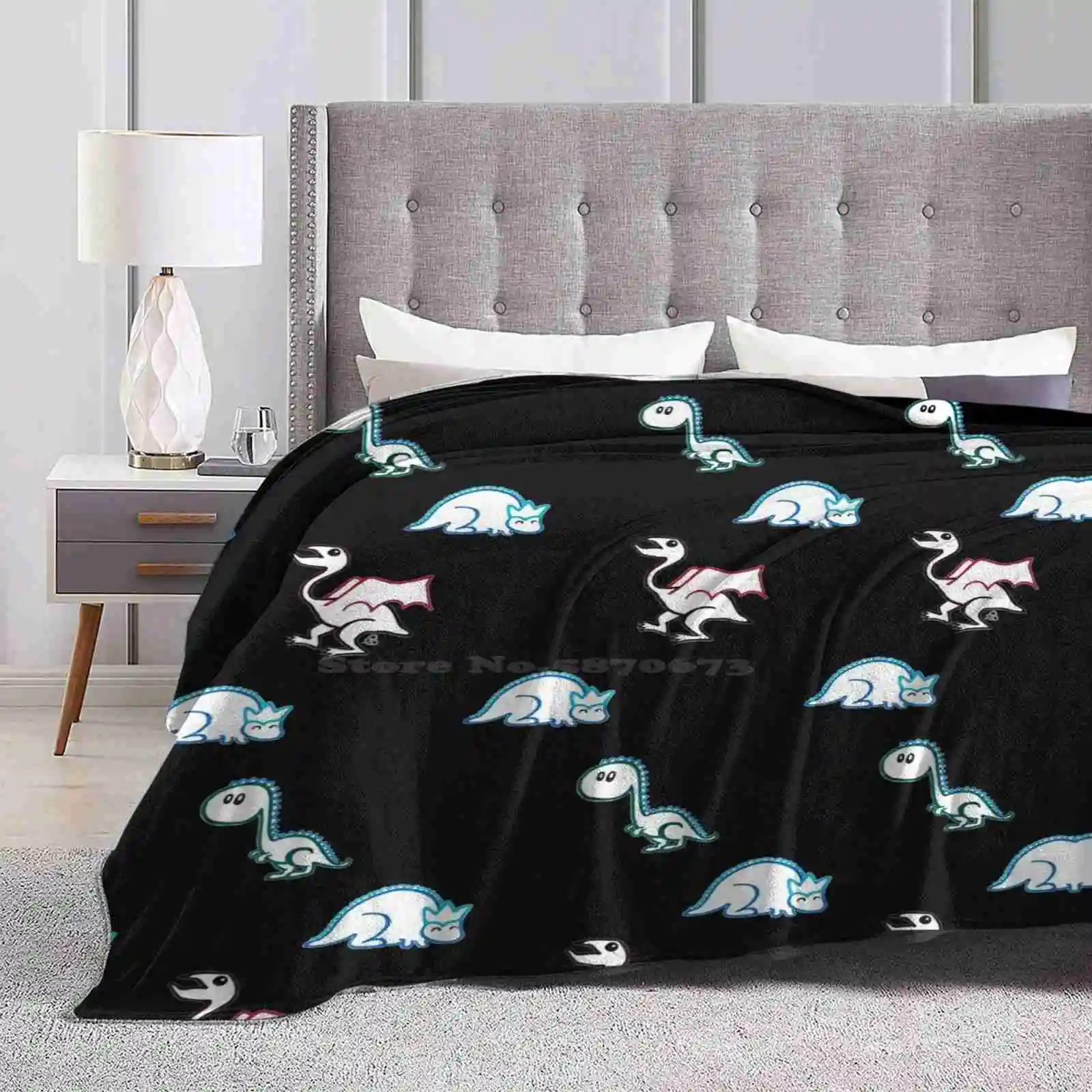 Simple Dino Pattern-Cute Little Cartoon Dinosaurs Blanket Soft Warm Travel Portable Blanket Different Types Of Dinosaur Hand