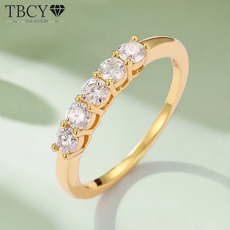 TBCYD 3MM 4MM D Color Moissanite Rings For Women S925 Silver 18K Gold Plated Lab Diamond Half Eternity Band Fine Jewelry Gifts