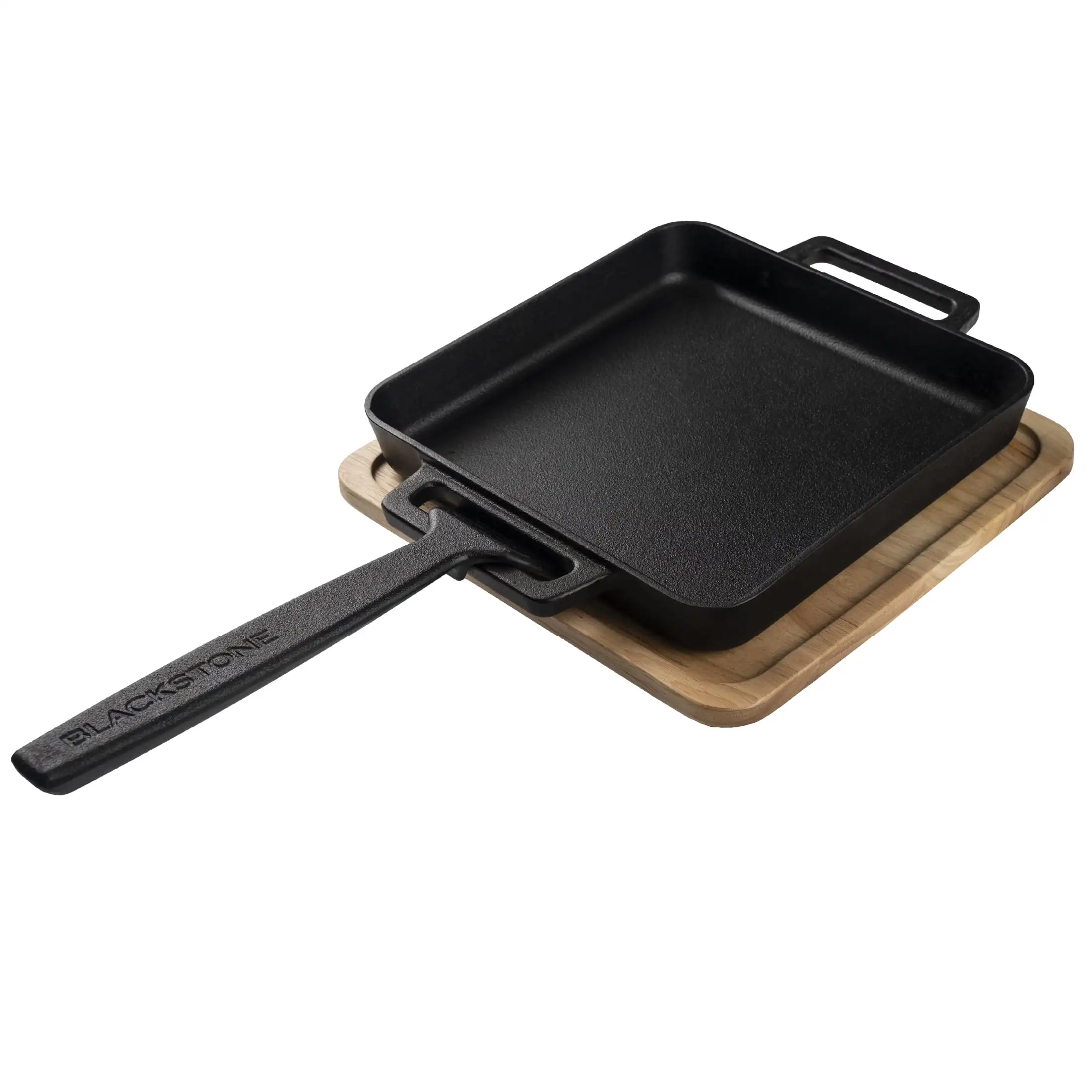 Cast Iron Deep Dish Pizza Kit with Removable Handle and Wood Trivet