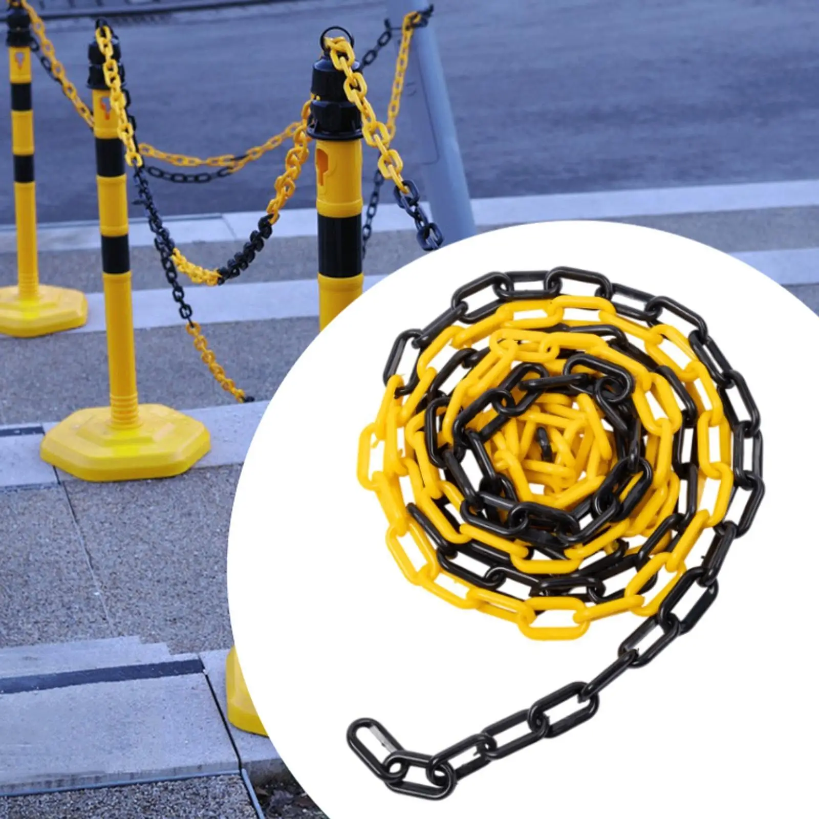 Cadena de barrera de seguridad con eslabones de barrera de tráfico de 5m para construcción de carreteras Control de multitudes áreas cerradas advertencia de espacio de estacionamiento segura