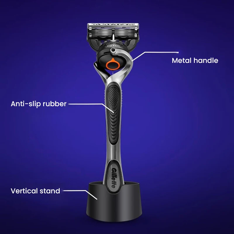 Gillette Fusion 5 ProGilde Razor 5-layer Blade Beard Razor 4 Blade Refills and 1 Magnetic Base