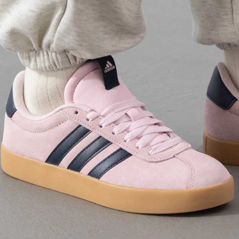 Adidas VL COURT 3.0 JP7629 Retro Ladies Daily Trainers Light Pink Navy Color Matching Classic Street Walking Sneakers