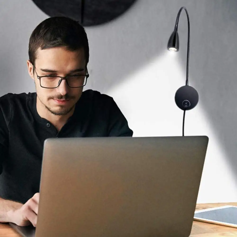 Lampada da parete per protezione degli occhi Rotazione a 360 gradi LED Tubo a collo di cigno Faretto Applique Studio Lettura Lampada con interruttore a parete