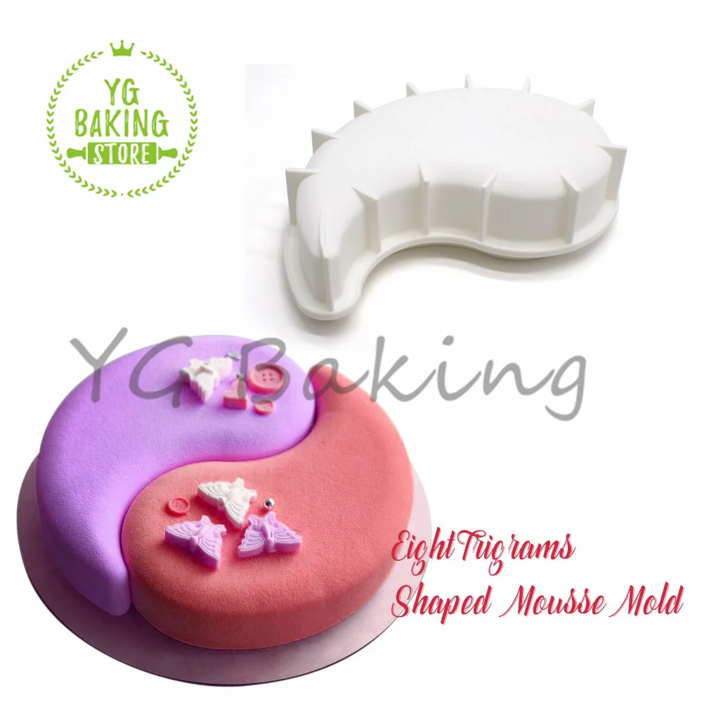 Dorica-Molde de silicona con forma de Tai Chi para Mousse, molde de Chocolate, DIY, modelo de vela de jabón, herramientas de decoración de pasteles, utensilios para hornear