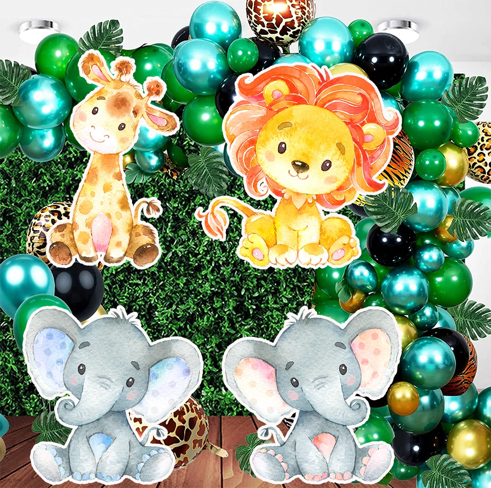 KT مجلس الطفل الفيل قطع الزرافة خلفية الأسد الحديقة ساحة تسجيل استحمام الطفل حفلة عيد ميلاد الديكور صور الدعائم