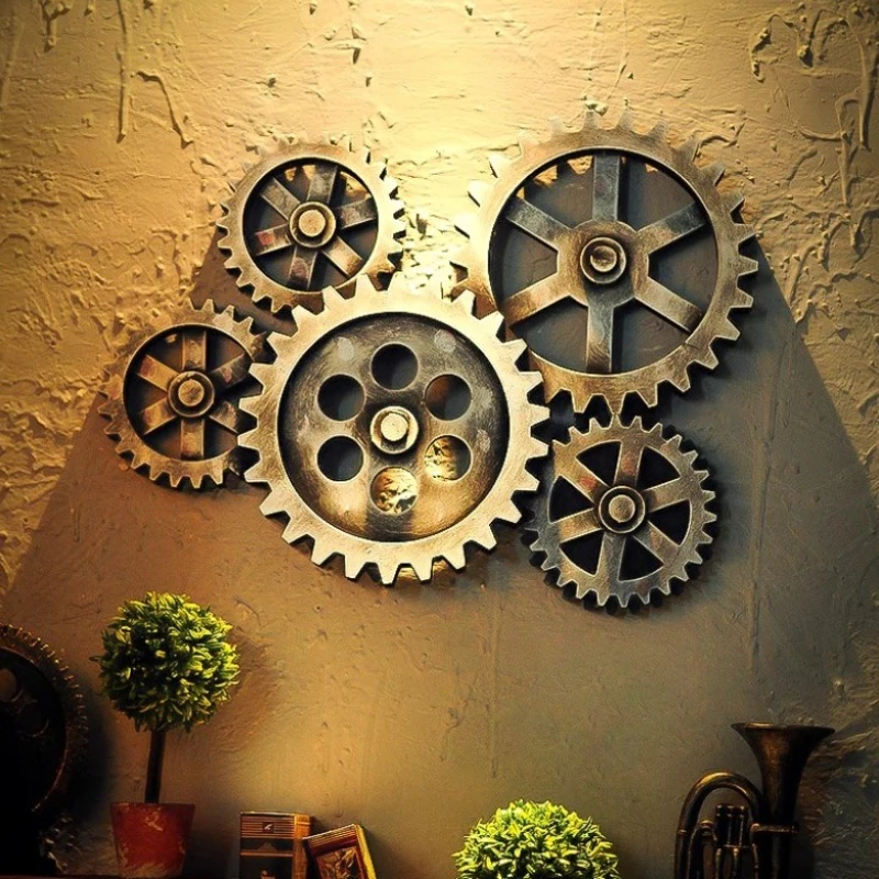‌Steampunk Gear Metal Wall Art Industrial Mechanical Decor Vintage Workshop Themed Pub Garage Man Cave Decorative Metalwork‌
