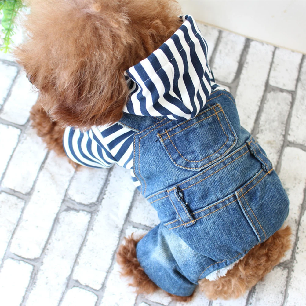 

1pcs Dog Jeans Jumpsuit Xs Blue For Durable Use Fashion Warm Design Outdoor Walking Jogging Christmas Party Photo Pet Clothes