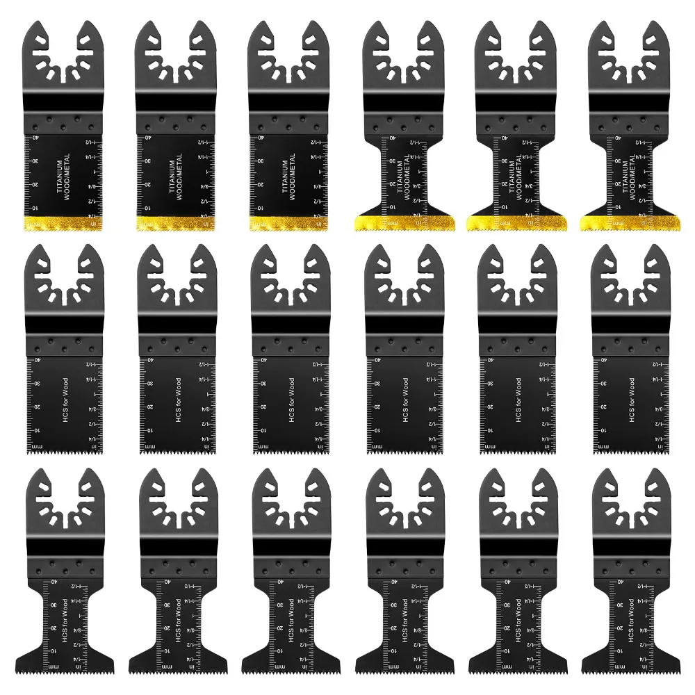 

18 шт. осциллирующие пилы, быстросменные осциллирующие лезвия для многофункциональных инструментов, высокоуглеродистая сталь, многофункциональный инструмент, пильное полотно для дерева, металла