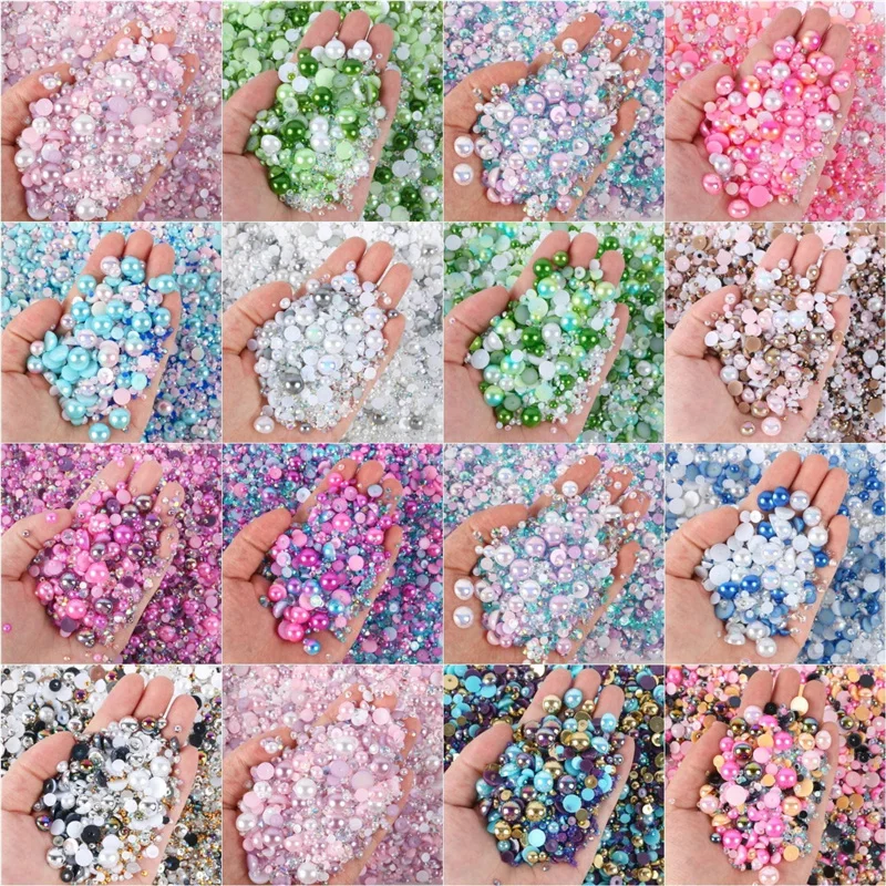 30g Zufällige Größe Imitation Perle Cabochon Perlen Lot Bunte Lose Acryl Flache Rückseite Cameo Perlen Schmuck Machen Armband Erkenntnisse