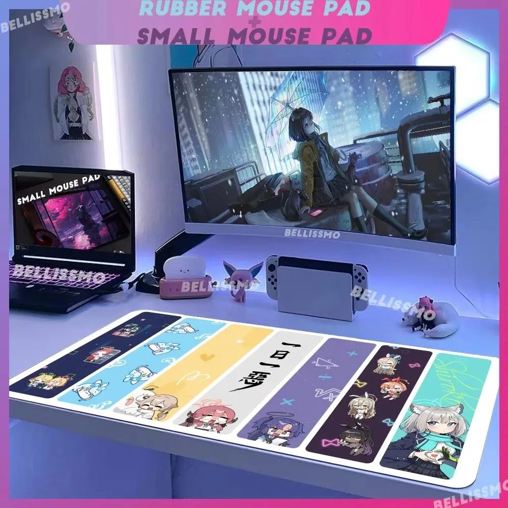 Sunaookami Shiroko Mouse Kawaii Cute Deskmat Pad 1200x600 Mechanical Gamer Keyboard Pad 5mm Thicking  Desk Protector Mouse Mat