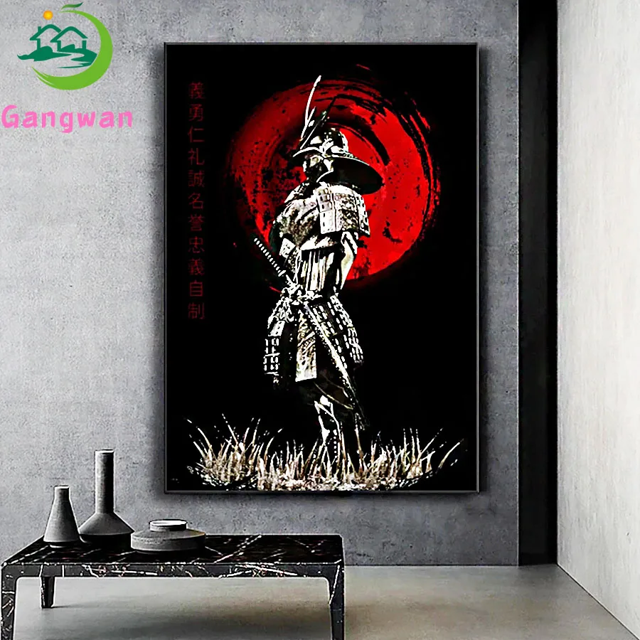 Japanese warrancient military commander diamond painting vintage handmade mural art painting cross stitch living room decoration