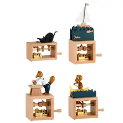 Hand Crank Music Box Novelty Unique Hand Operated Wooden Musical Box Decor for Colleague Friend Classmate Family Birthday Gifts