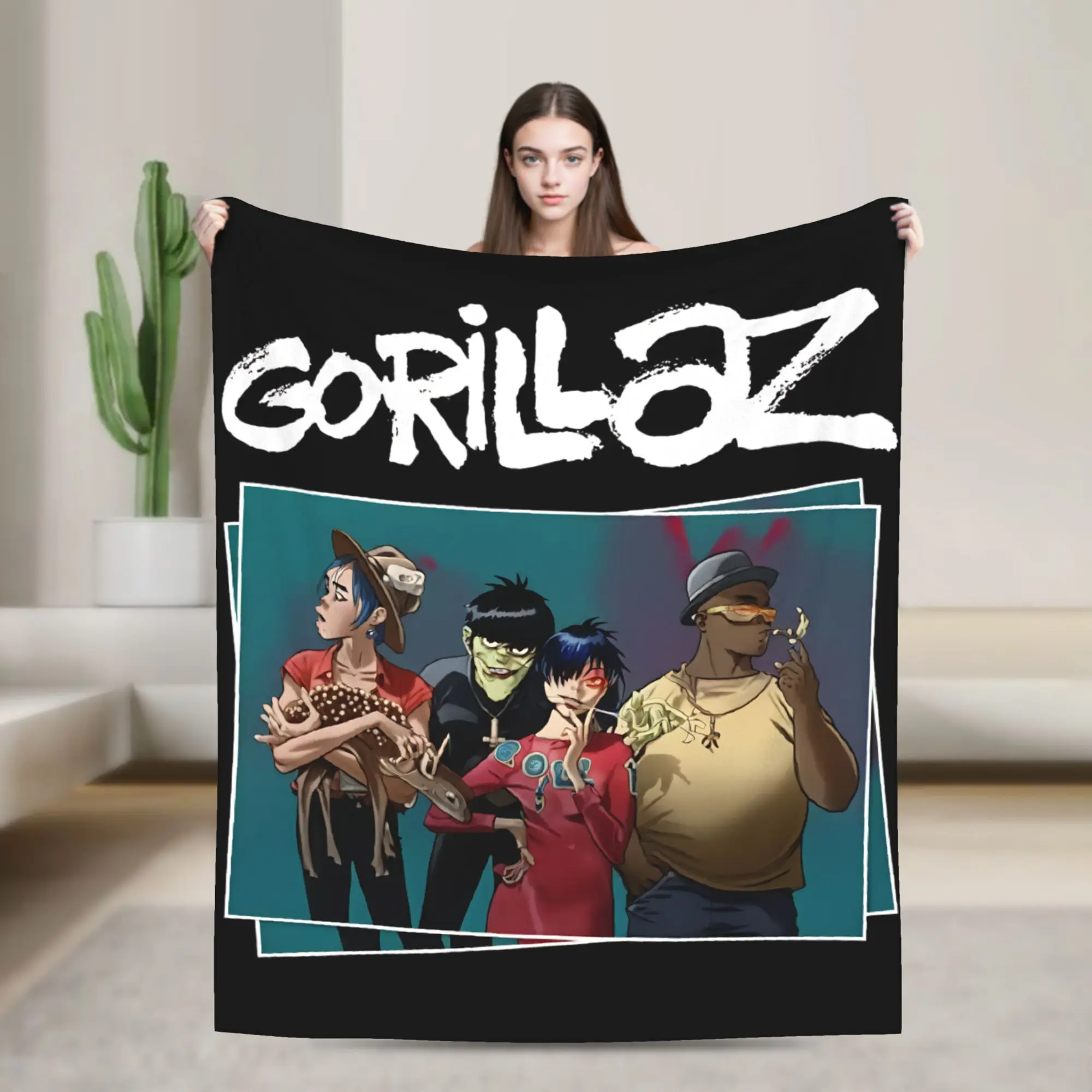Punk Band Gorillaz Dekens Fleece Zomer Airconditioning Multifunctioneel Super Warm Gooi Dekens voor Beddengoed Autotijt Stuk