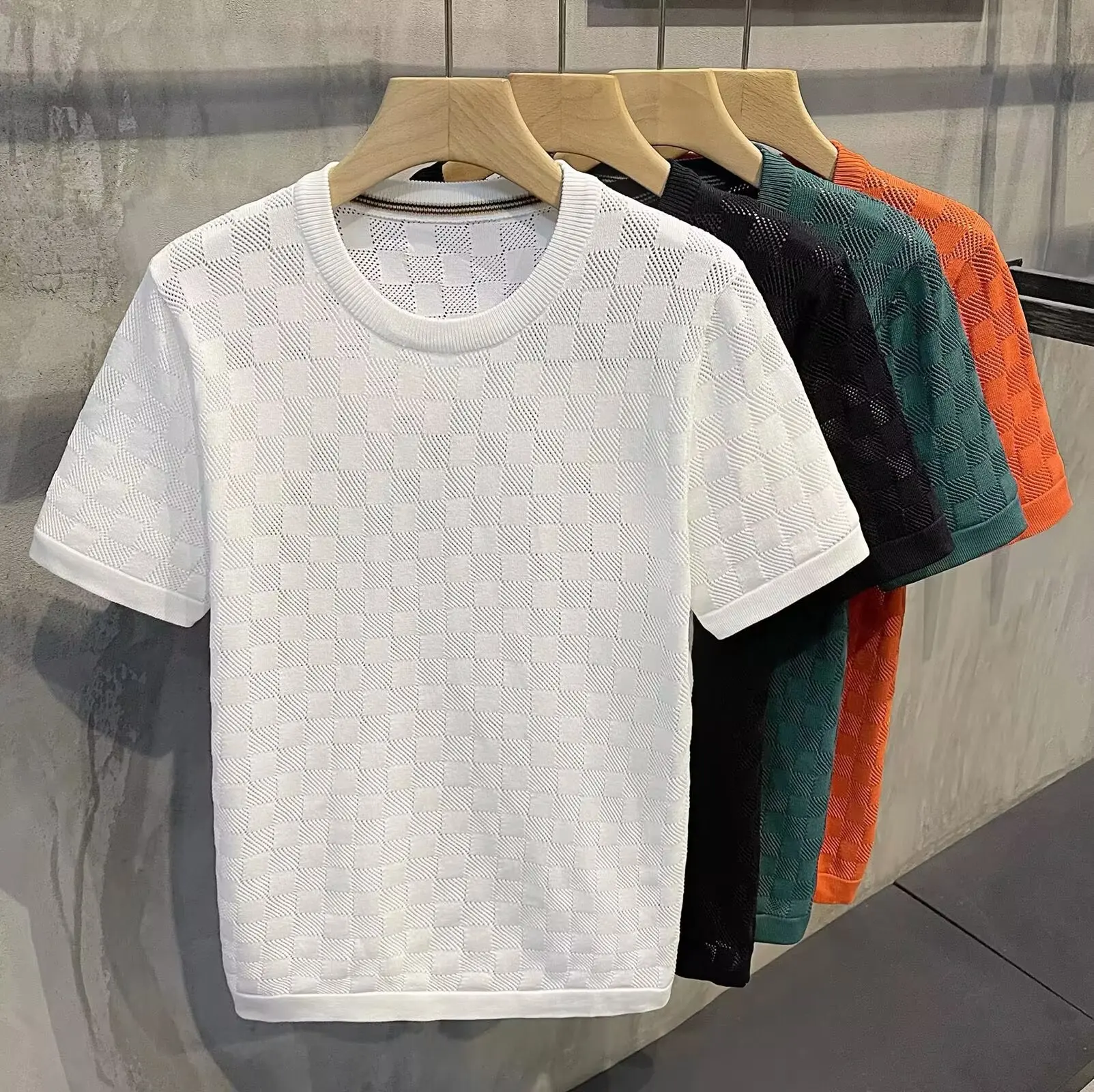 

Premium Feeling весна лето тонкий ажурный трикотаж ort Sve мужская корейская версия Me дышащий круглый трикотаж Ne