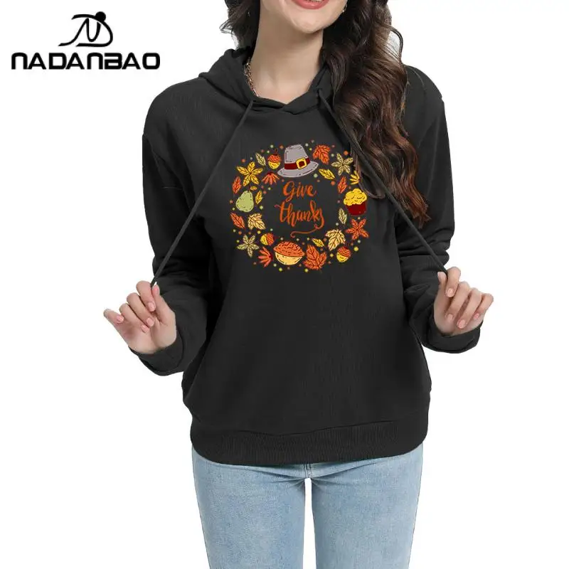 Nadanbao 3D Printing Thanksgiving Day Collection Casual Funny Turkey Printing Unisex Winter Sweatshirt Hoods Slim Fit