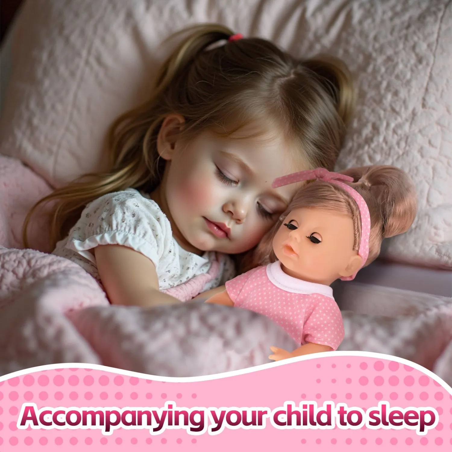 دمية أطفال ناعمة نابضة بالحياة مقاس 9 بوصة |   عيون التعبيرية |   فستان وردي |   لعبة لعب الأدوار الآمنة للأعمار من 3 إلى 8 سنوات (هدية عيد الميلاد/عيد الميلاد)