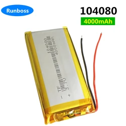 1-2PCS New 3.7V 4000mAh Polymer Lithium Li-po Rechargeable Battery 104080 For GPS PSP DVD PAD E-book Tablet PC Laptop Power Bank