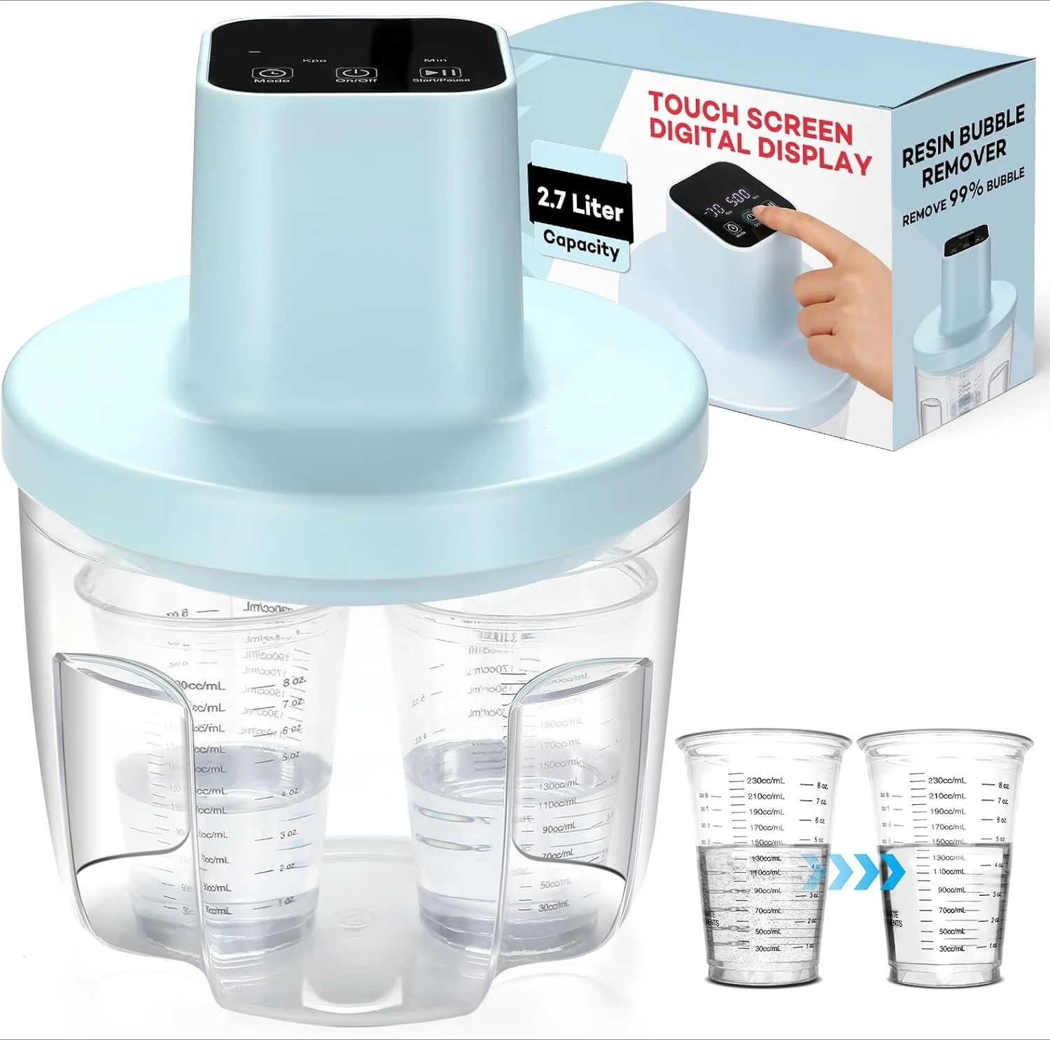 레진 기포 제거기, 디지털 디스플레이 디자인, 5-10분 안에 기포 99% 제거, 96kPa 진공 탈기 챔버, 할인 판매 중