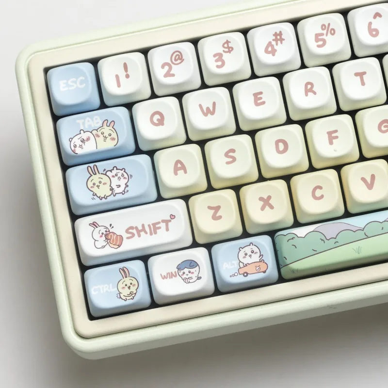 

Chiikawa Hachiware Keycap MOA Height Kawaii Original Height MAC Thermal Sublimation PBT Material 144 Keys Birthday Gift