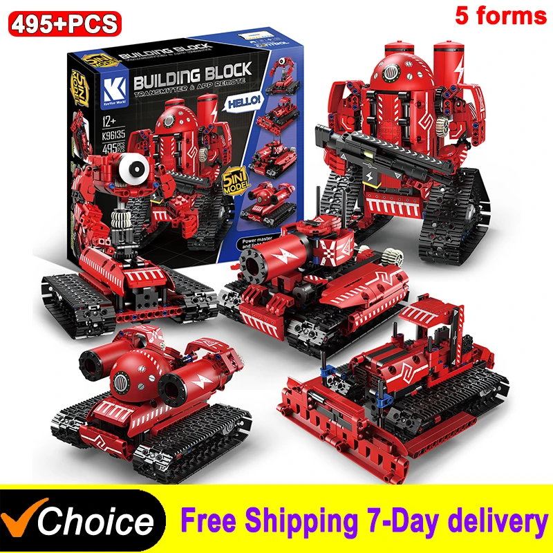 

2024 New 5in1 Technical High-tech Robot Diy Tank APP RC Building Blocks Bricks Sets Racing Car Kids Toys For Children Best Gifts