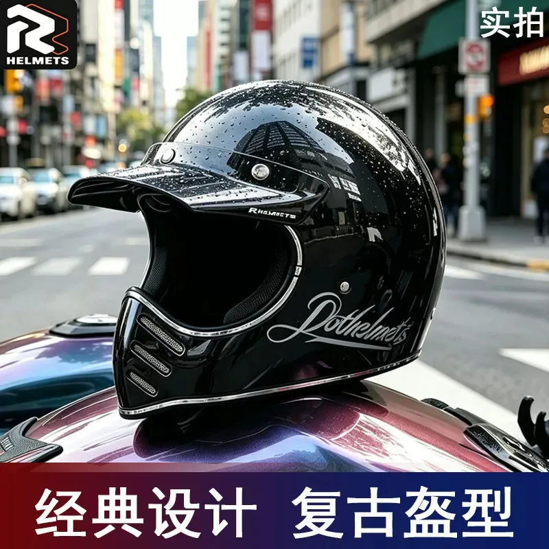 Retro Full Face Motorcycle Helmet Sharp Nose Design for Men And Women Summer Cruising Bike Riding Rallying