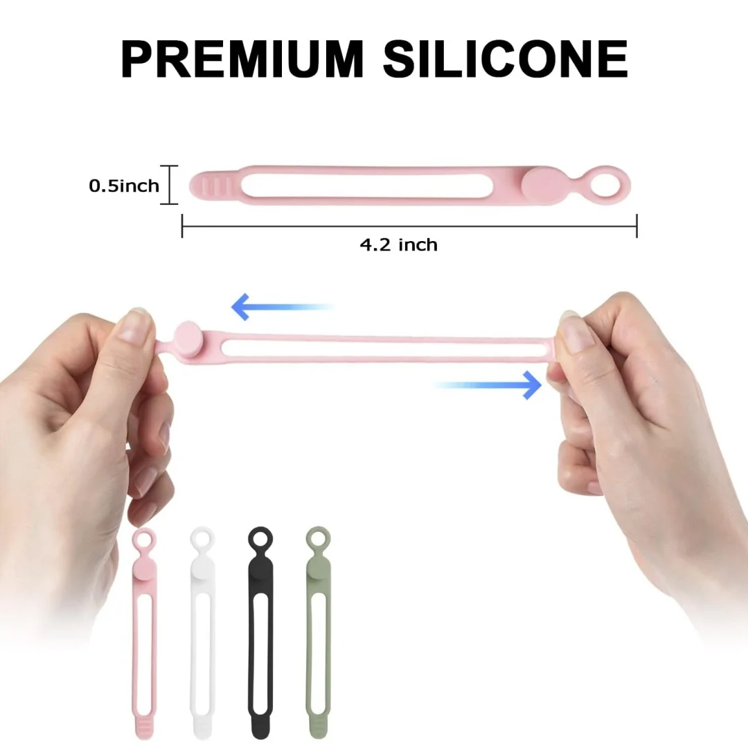Silicone zip ties，cable organizer，reusable zip ties suitable for wires，office desk accessories，and household travel essentials