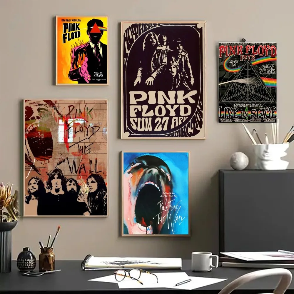 The Pink Floyd Band Self-adhesive Art Poster Decoracion Painting Wall Art White Kraft Paper Home Decor