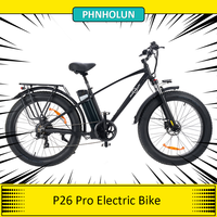 PHNHOLUN P26 Pro Electric Bike, 1000W Motor, 48V 24AH Removable Battery, 26*4.0 inch Fat Tires Adult Ebike, 55km/h Max Speed