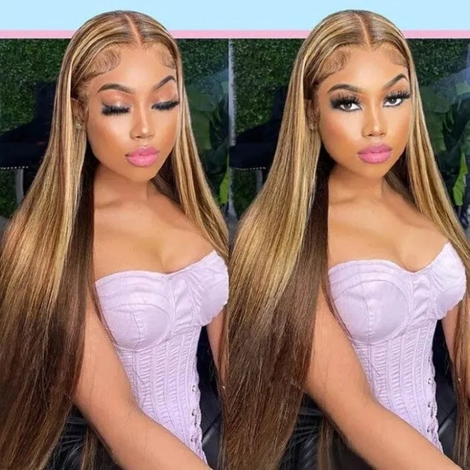 

Highlight Wig 13x6 HD Lace Frontal Wig Natural Hair 13x4 30 Inch Colored 4/27 Lace Front Straight Wigs Human Hair Cheap on Sale