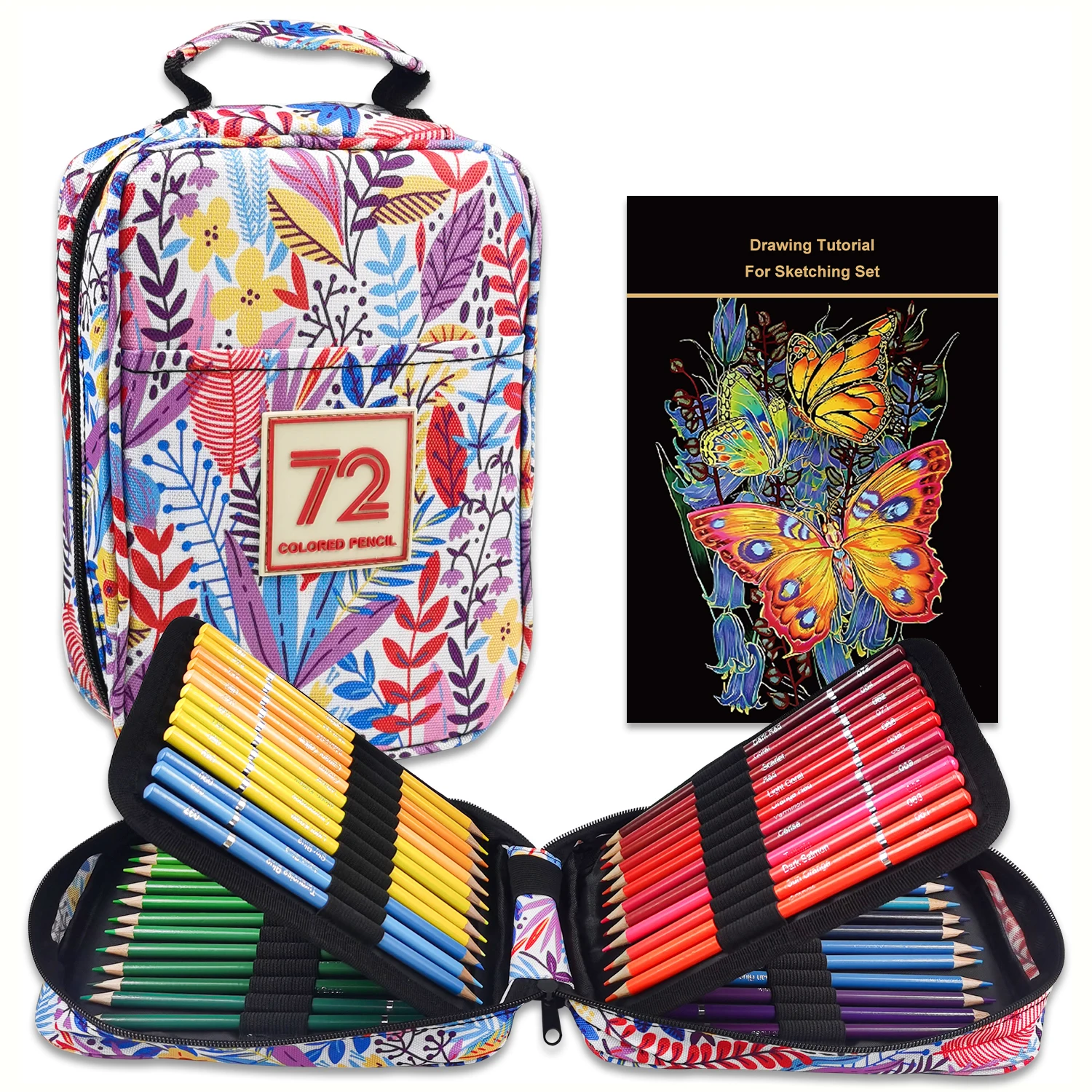 

Масляные цветные карандаши для книжки-раскраски для взрослых, набор из 772 цветов, футляр для карандашей на молнии, с учебником по цветным карандашом, Softcore