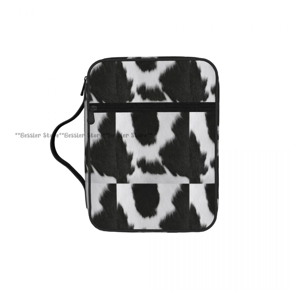 

Bible Cover Carrying Book Case Church Bag Cow Skin Pattern Bible Protective with Handle Zipper Pocket Tablet Handbag