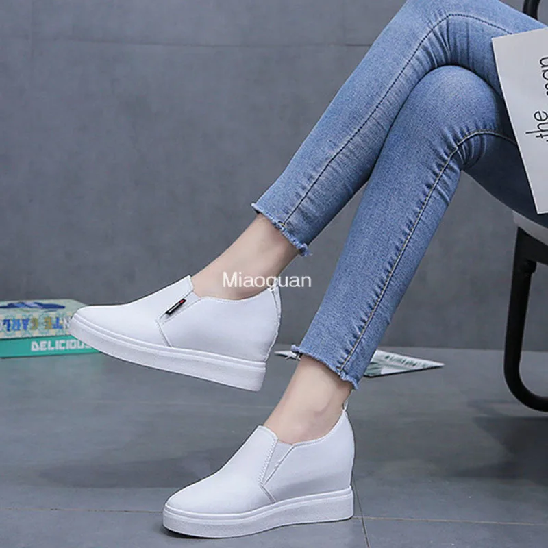 Women\'s Shoes New High Heel Lady Casual Woman Sneakers Leisure White Platform Wedge Shoes Height Increasing Shoes Spring Autumn