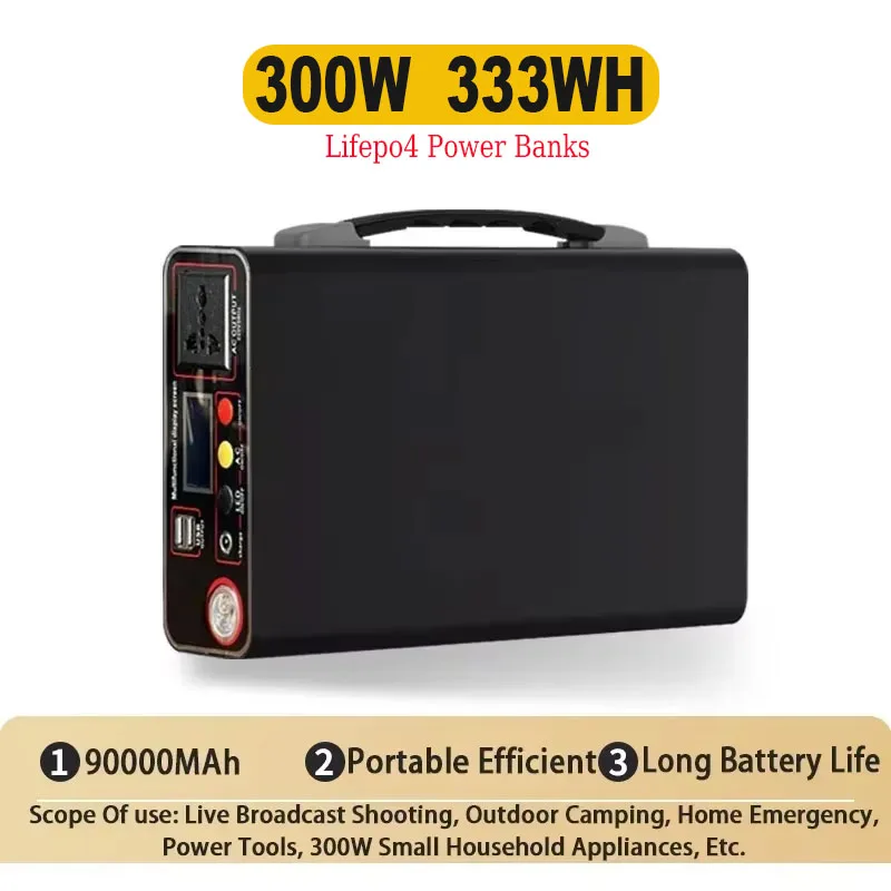 Hot 220V 300W Portable Power Station 90000mAh Lifepo4 Power Banks Rechargeable Generator Outdoor Camping Equipment Powerstation