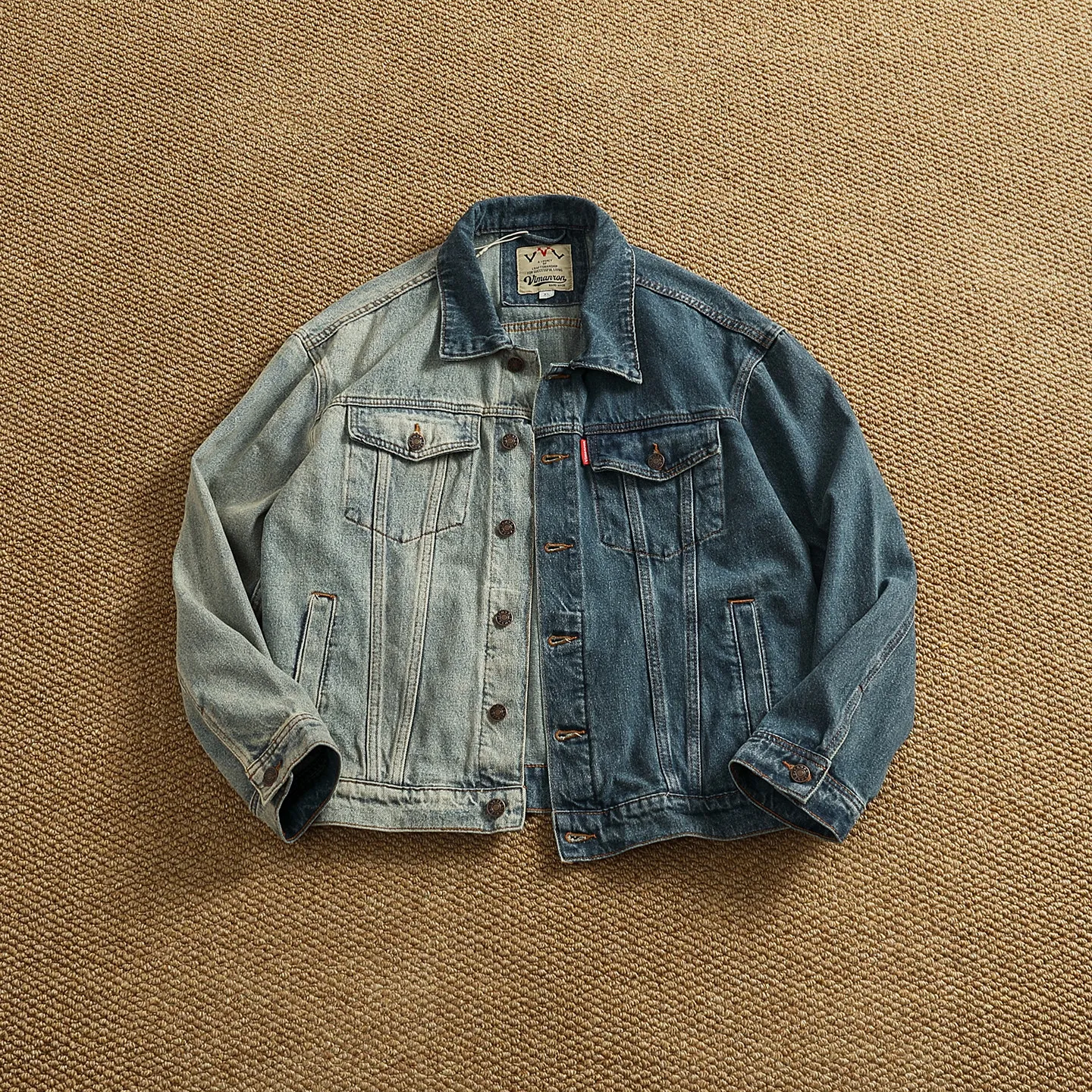 

2026 весенняя новая американская ретро контрастного цвета, джинсовая куртка-карго, мужская мода, 100% хлопок, постиранное старое повседневное пальто