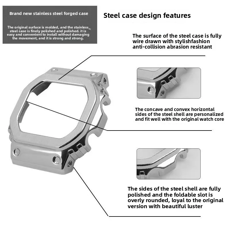 DW-5600 تعديل ساعة حزام ساعة اليد ل كاسيو 3229 G-SHOCK GW-M5610 GM5600 الحافة المعدنية الفولاذ المقاوم للصدأ حزام الساعات الأسود