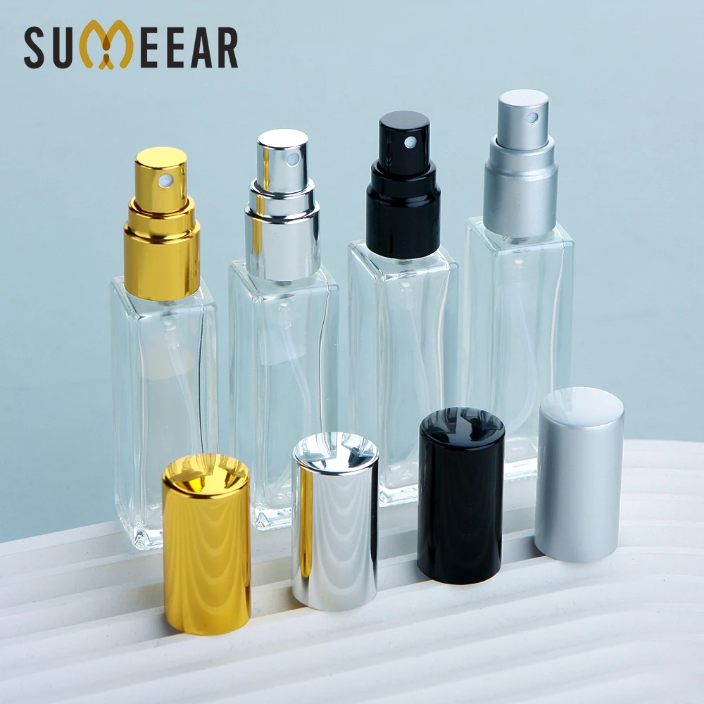 50Pcs/Lot 8/10ml Thick Glass Perfume Spray Bottle High Quality Refillable Square Atomizer Parfum Bottles