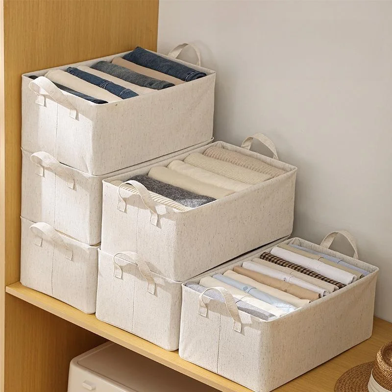 

Anshi Qintian Cotton Linen Clothing Storage Box Foldable Drawer Style Bedroom Closet Organizer Fabric Art Storage Basket