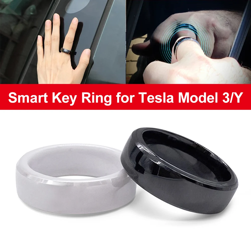 6 Sizes Smart Key Ring For Tesla Model 3 Model Y 2021-2023 Key Card Fob Replacement Ceramic Smart Ring for Men Women Waterproof