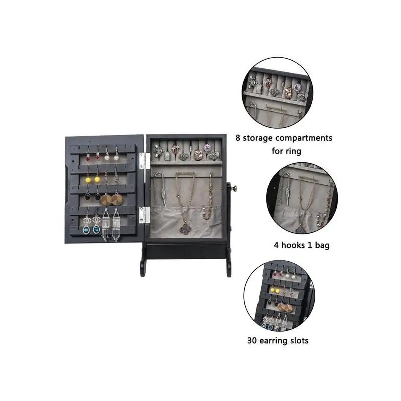 صندوق تخزين خزانة المجوهرات الصغيرة مع حامل - شاشة كونترتوب، لمسة نهائية سوداء لسهولة الوصول وأنيقة #5