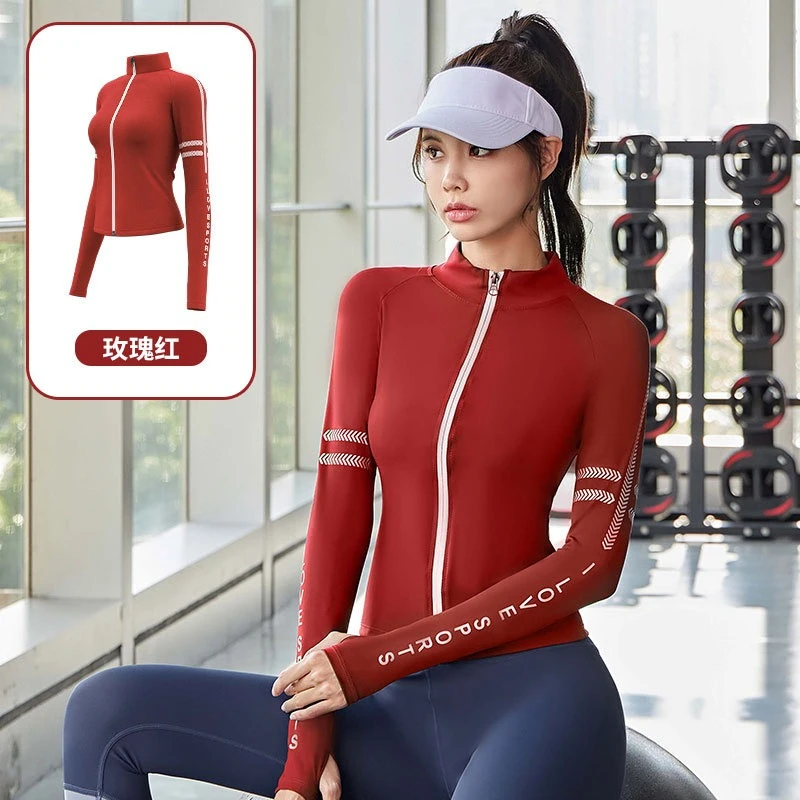 Letter Zipper Printed Yoga Jacket Half Turtleneck Naked Fitness Top Fashion Sports Jacket Women