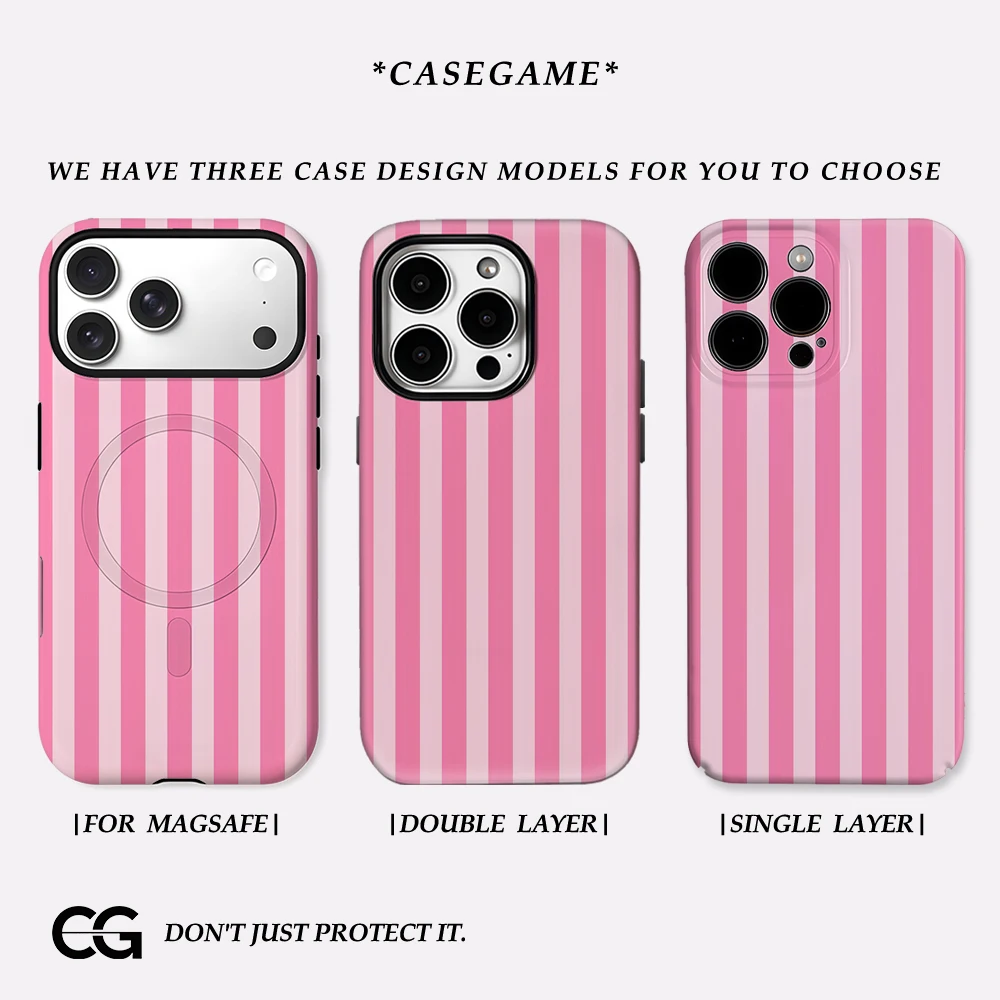 Candy Stripe Blush IPhone 17 Handyhülle für 16E 16 15 14 13 12 11 28 Pro Max Plus Doppelschichtige Rückseite