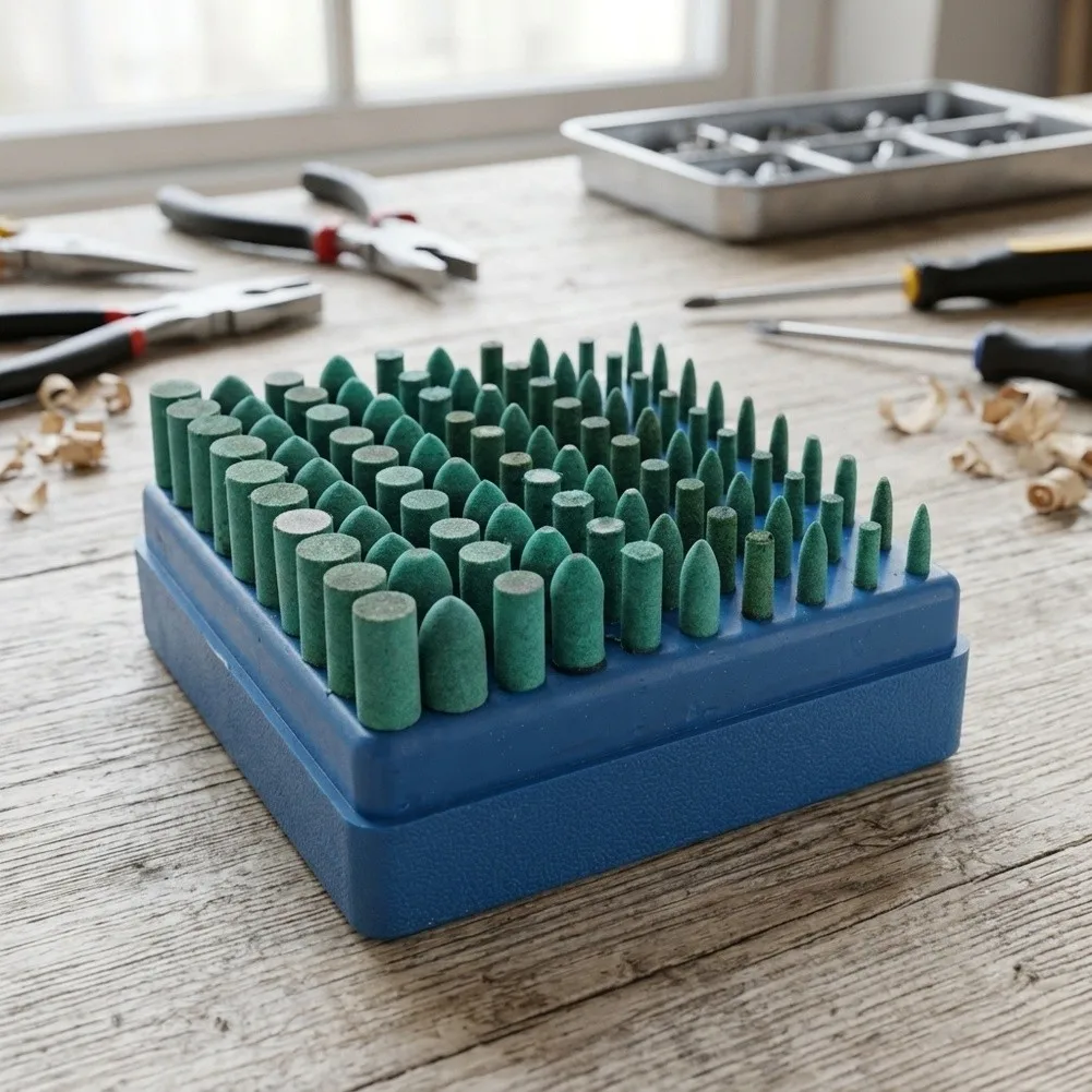 100Pcs Rubber Polishing Kit Cylinder And Ball Shaped Grinding Heads 4-10mm For Rotary Tools Drills Metal Glass Jewelry Buffing S
