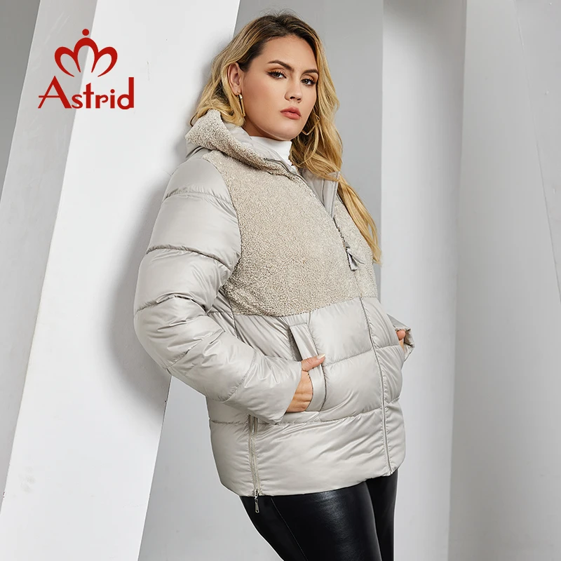 Astrid 2023 Winter Women\'s Jacket Plus Size Parkas Women Clothing Faux Fur Tops Fashion Stitching Padded Coats Outerwear 10003