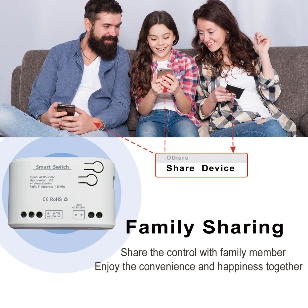 Wifi Smart Home Appliance Controller 220V 12V 24V USB5V 85-250V RF433 Remote 1 Channel 10A Relay With Alexa Google eWelink APP