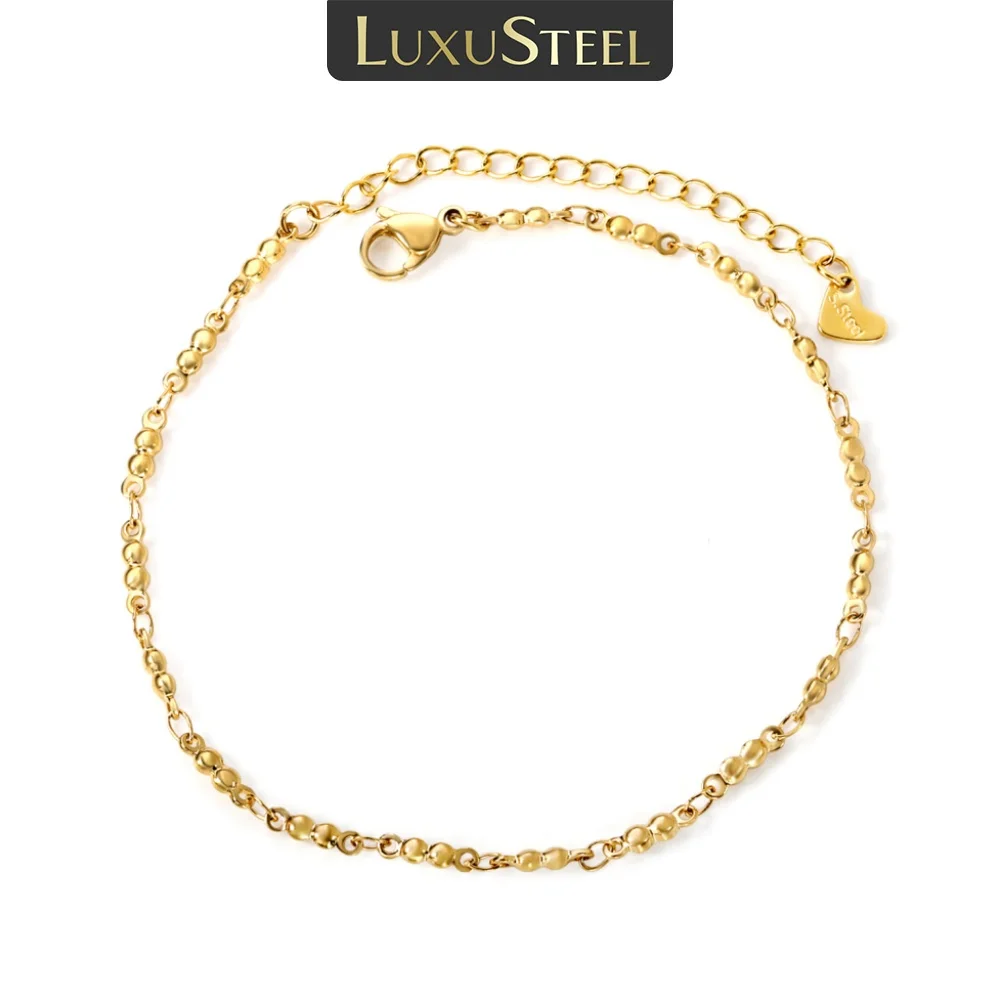 Luxus Stahl neue Frauen heiß verkaufen Edelstahl 2,3mm Doppel perlen Zubehör Knöchel Schmuck Geschenke für den Sommer geeignet