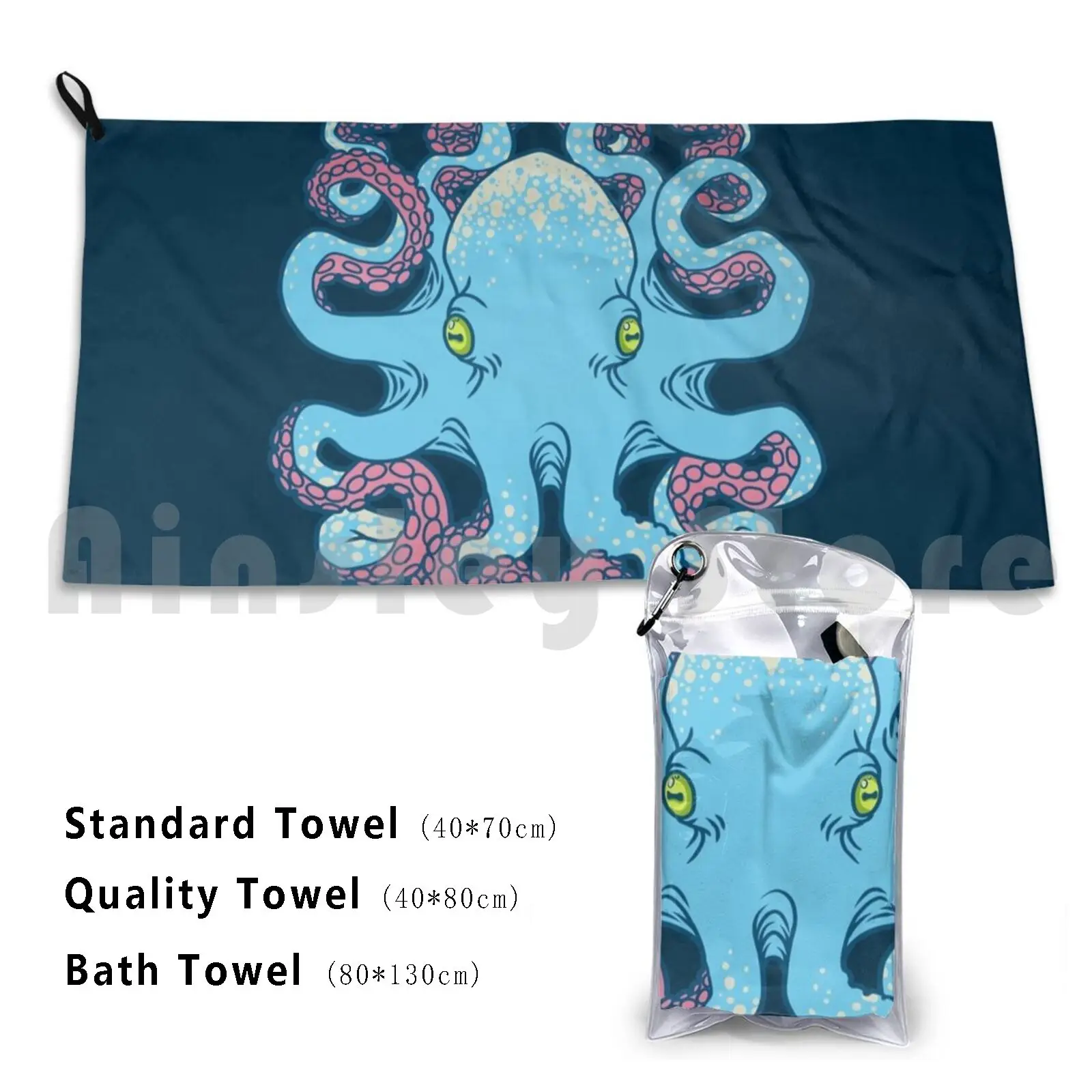 Twisted Tentacles Custom Towel Bath Towel Octopus Octopi Tentacle Animal Animals Ocean